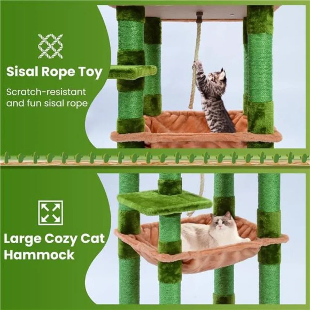 68 Inches Cat Tower 5 Tires Multi-Level Cat Condo with Cat Scratching Post